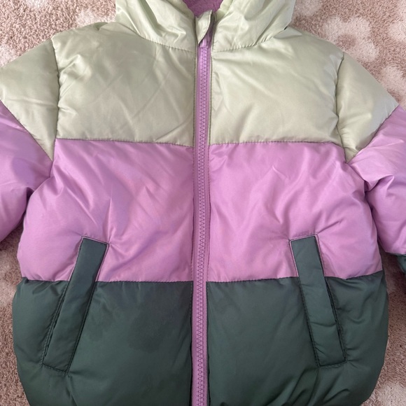 Swiss Tech Puffer Jacket Girls Size 18 Month Snow Cold Weather Striped Purple - Picture 2 of 7